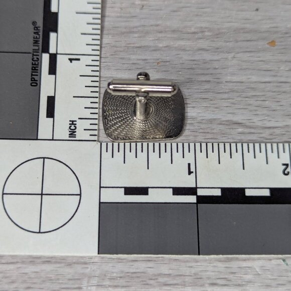 Vintage Cuff Links & Tie Clip Set Mid Century Mod Silver Tone Accessory Formal - Picture 4 of 5